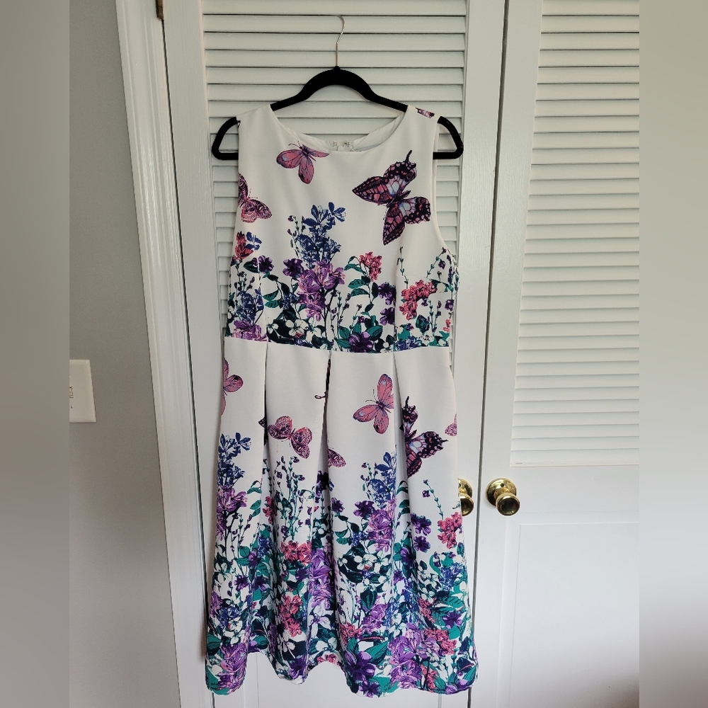 Floral and Butterfly Print Dress